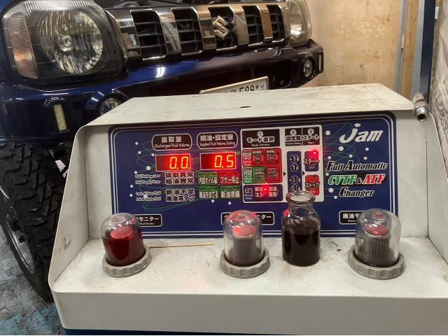 ジムニー JB23W ATF圧送交換&FINEコンピューター取り付け 【徳島でジムニーのトルコン太郎ATF圧送交換はハルカーステーションにお任せ！】