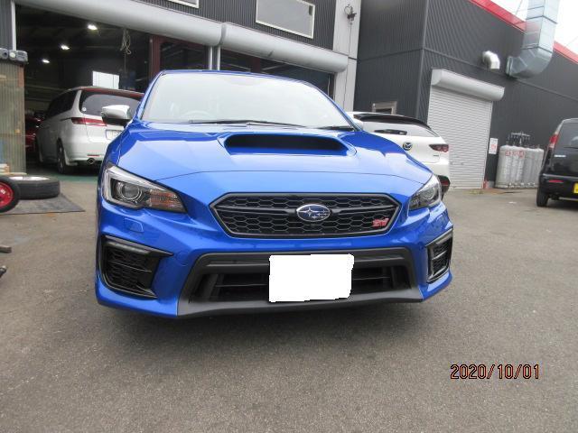 スバル　ＷＲ-X  STI フロントバンパー傷修理　SUBARU
福島市　スバル車　鈑金塗装　自動車　傷凹み