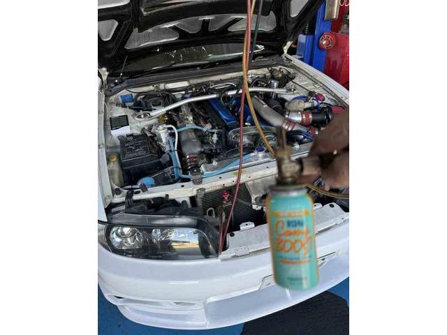 日産　スカイライン　エアコン　効かない　ガス不足　ＨＰＩ　エンジンオイルレベルゲ－ジ抜け止め　フロントドライブシャフトブーツ　アウタ－ジョイント　交換　整備　修理　車検　点検　任意保険　茨城　龍ヶ崎　取手　牛久　つくば　つくば　ＮＵＴＥＣ