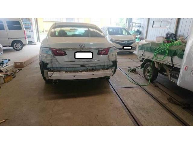 日産 フーガ キズ・へこみ直し 左リヤドア リヤクォ-タ- リヤバンパ- 中古部品 交換 整備 修理 車検 点検 任意保険 茨城 龍ヶ崎 取手 牛久 つくば つくば NUTEC