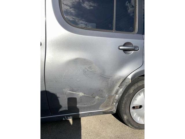 日産　キューブ　リヤドアへこみ　リヤフェンダ－　板金　交換　整備　修理　車検　点検　任意保険　茨城　龍ヶ崎　取手　牛久　つくば　つくば　ＮＵＴＥＣ