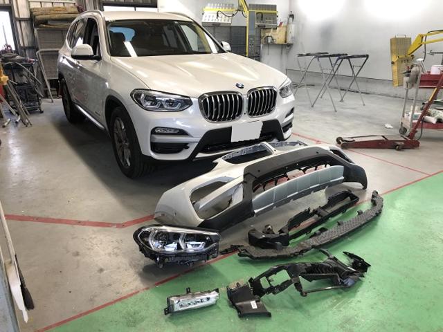 BMW X3 板金・塗装　バンパー、フェンダー