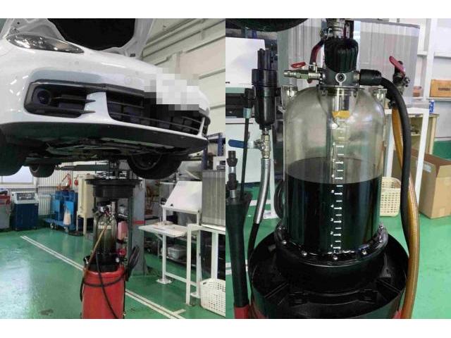 H30　ポルシェ　パナメーラ　オイル漏れ修理（シリンダーブロックボルト、ミッションオイルパン）