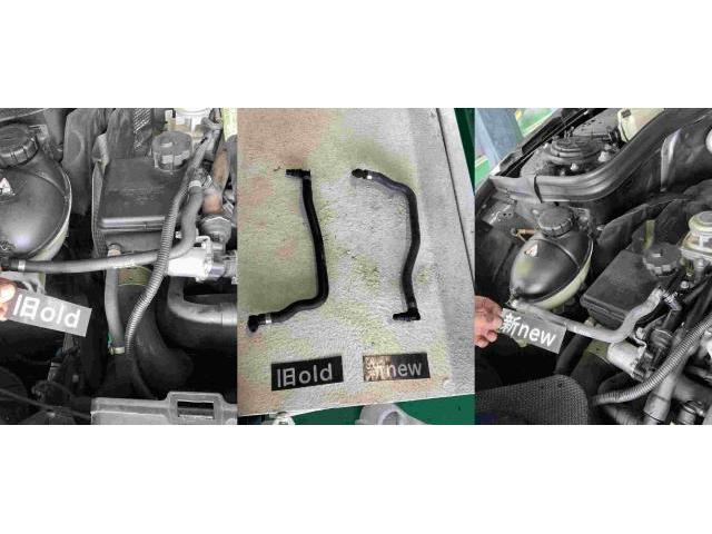 H23　メルセデス・ベンツ　Ｅクラス　水漏れ修理（クーラントフィードパイプより漏れ）