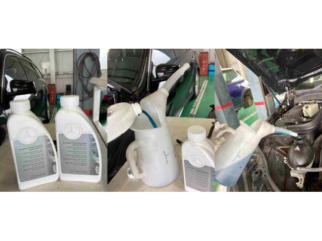 H23　メルセデス・ベンツ　Ｅクラス　水漏れ修理（クーラントフィードパイプより漏れ）