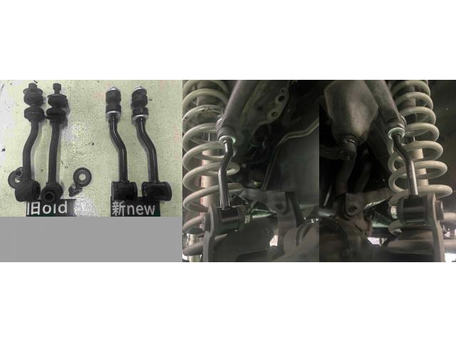 Ｈ13　クライスラージープ　チェロキー　車検（スタビライザリンク、タイロッドエンドブーツ、マフラー腐食）