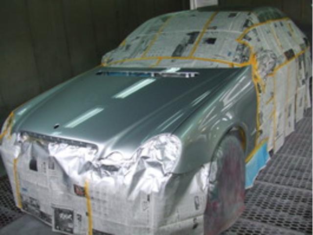 メルセデスベンツ W211 E63 AMG 板金塗装修理（バンパー交換塗装）