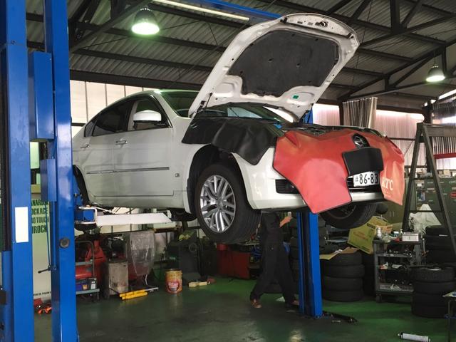 ニッサン　フーガ　車検　【新見市　高梁市の車検　修理　鈑金　取付　亀井モータースにお任せください】