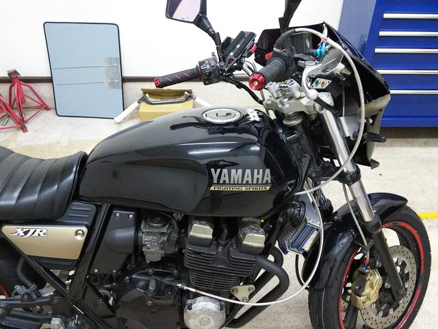 バイク XJR400 カスタム ハンドル ワイヤー レバー交換 広島市 安佐北