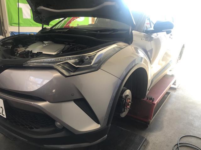 トヨタ　C-HR  車検整備　エンジンオイル交換　車高調整　キャンバー調整　4輪アライメント調整　福島県　白河市　車検予約　代車無料貸出　中古車販売店