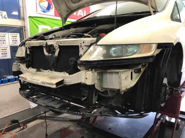 ホンダ　オデッセイ　フロントバンパー交換　中古バンパー　福島県　白河市　鈑金修理　外装補修　中古車販売店