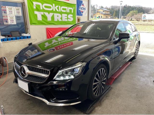 メルセデスベンツ　CLSシューティングブレーク　220d  12ヶ月法定整備点検　エンジンオイル交換　車両診断テスト　アドブル残量確認　サービスリセット　福島県　白河市　輸入車メンテナンス　輸入中古車販売店