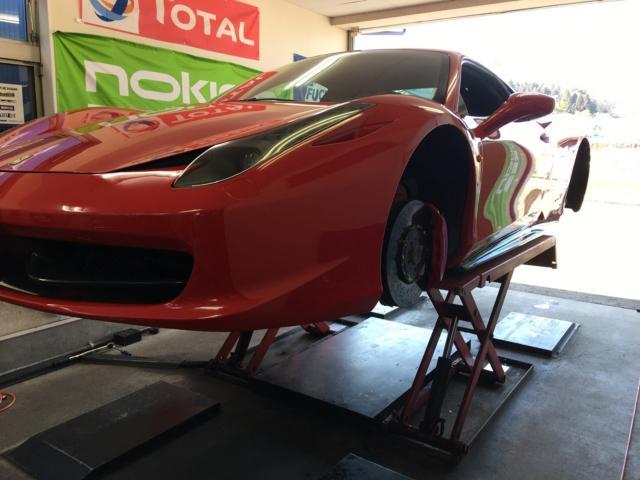 フェラーリ　458イタリア　整備点検　エンジンオイル交換　DCTオイル交換　ミッションオイル交換　車両診断テスト　フェラーリテスター　福島県　白河市　フェラーリカスタム　スーパーカー販売取扱店　輸入中古車販売店