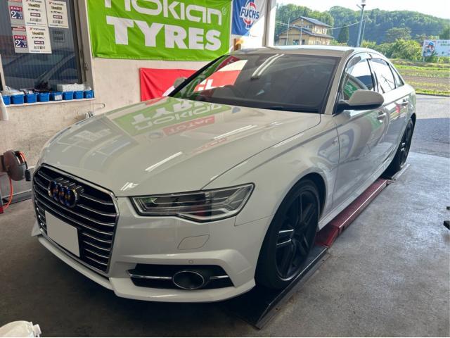 アウディ A6 車検整備点検　車両診断テスト　エンジンオイル交換　ブレーキメンテナンス　エアコンガス量点検　福島県　白河市　輸入車メンテナンス　輸入中古車販売店
