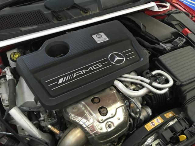 メルセデスベンツ A45AMG W246 エンジンオイル漏れ点検　エンジンオイル交換　サービスリセット　福島県　白河市　輸入車修理　GTウィング塗装見積　マフラー販売取付見積　