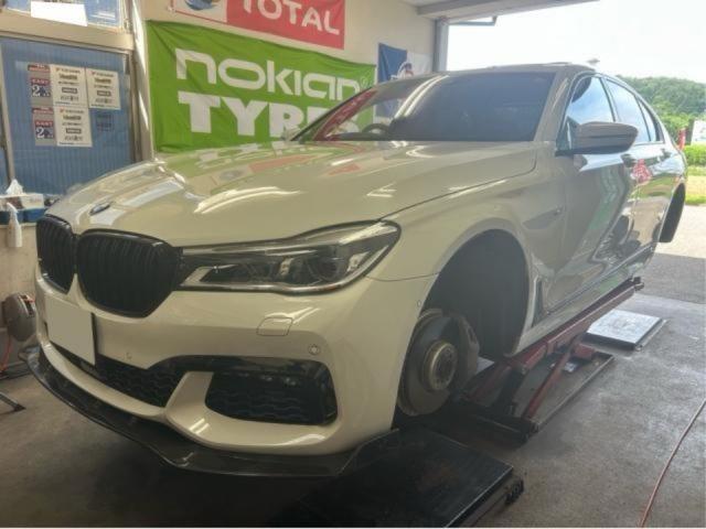 ＢＭＷ　７シリーズ　740i  法定車検整備　ブレーキメンテナンス　車両診断テスト　輸入車メンテナンス　輸入車カスタム　輸入車販売店　福島県　白河市