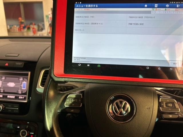 フォルクスワーゲン　トゥアレグHV　エンジンオイル交換　添加剤注入　オイルサービスリセット　輸入車メンテナンス　輸入車販売店　福島県　白河市