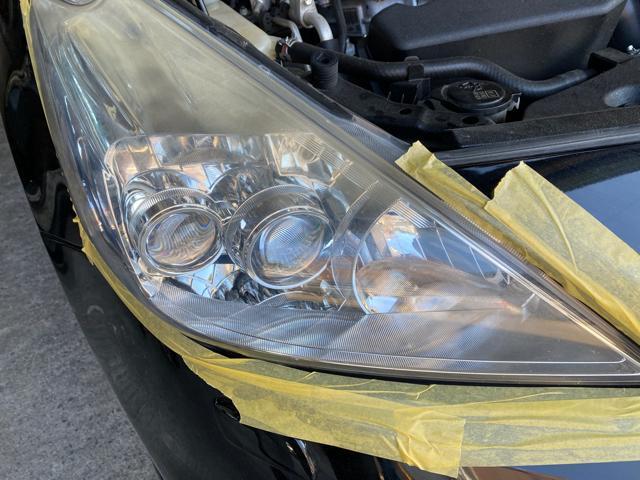 トヨタ　プリウス　ヘッドライトクリーニング　磨き　黄ばみ　白ボケ　紫外線　いわき市　見積もり　車検　くもり
