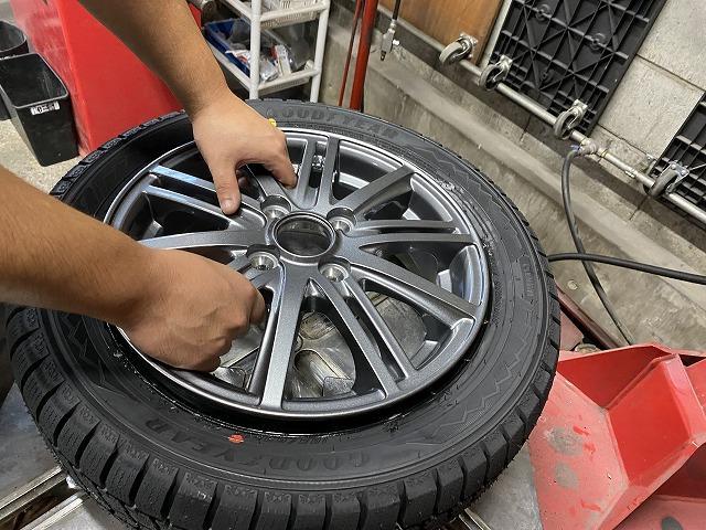 ダイハツタント　タイヤ交換　スタッドレスタイヤ　冬タイヤ　155/65R14　軽自動車　スタッドレスタイヤ交換　タイヤ組替え　新品タイヤ　中古タイヤ　福島県いわき市　いわき市　いわき市タイヤ交換