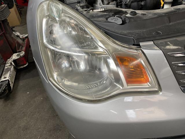 日産　ブルーバードシルフィ　ヘッドライト磨き　黄ばみ　暗い　見えない　白っぽい　コーティング　新品交換　リサイクルパーツ　いわき市　ポリカーボネート磨き　LED販売　見積もり無料　