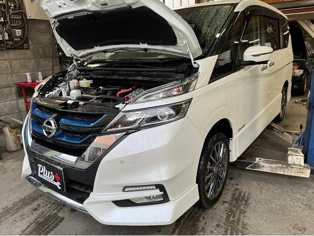 日産　セレナ　オイル交換　下廻りチェック　バッテリーチェック　点検　法定点検　車検　エアコンフィルター交換　見積もり無料　代車無料　ヘッドライト磨き　コーティング　鈑金塗装　いわき市　