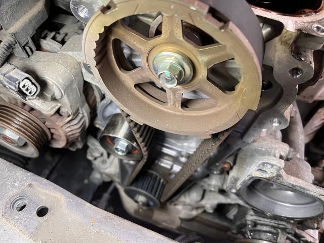 ゼストスパーク　エンジン関連修理・整備　タイミングベルト交換　ウォーターポンプ交換　サーモスタット交換　メンテナンス　消耗品の交換　10万キロ走ったら　いわき市　特定認証整備工場　鈑金塗装工場