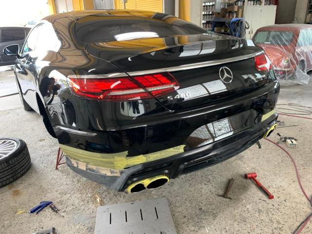 メルセデスベンツ　Sクラス ｓ450 エアロパーツ　取付　WALD　輸入車　高級車【明石市　加古川市　神戸市西区　播磨町　稲美町　傷へこみ直し　板金修理　塗装　ドレスアップ　カスタム　取り付け　加工　車検　ガラスコーティングお任せください】