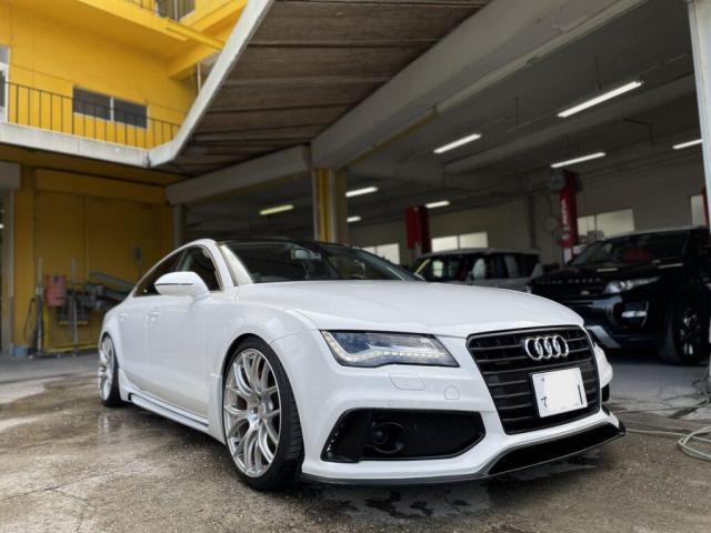 アウディ　A7　Audi　スポイラー　塗装　取付　持込　歓迎　輸入車【明石市　加古川市　神戸市西区　播磨町　稲美町　傷へこみ直し　板金修理　塗装　中古車販売　ドレスアップ　カスタム　取り付け　加工　車検　ガラスコーティングお任せください】