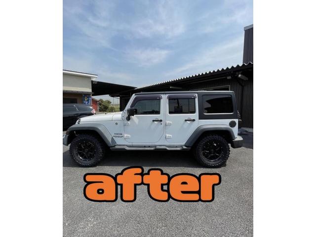 クライスラー　ジープ　ラングラー　JEEP　タイヤ　ホイール　社外品　交換【稲美町　播磨町　加古川市　明石市　神戸市西区　傷へこみ直し　板金修理　塗装　中古車販売　ドレスアップ　カスタム　取付　加工　車検　ガラスコーティングお任せください】