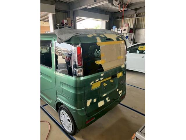 スズキ　スペーシア　雹害修理　　ボンネット　バックドア鈑金修理　修復【稲美町　播磨町　加古川市　明石市　神戸市西区　傷へこみ直し　板金修理　塗装　中古車販売　ドレスアップ　カスタム　取付　加工　車検　ガラスコーティングお任せください】