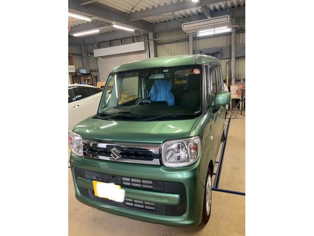 スズキ　スペーシア　雹害修理　　ボンネット　バックドア鈑金修理　修復【稲美町　播磨町　加古川市　明石市　神戸市西区　傷へこみ直し　板金修理　塗装　中古車販売　ドレスアップ　カスタム　取付　加工　車検　ガラスコーティングお任せください】