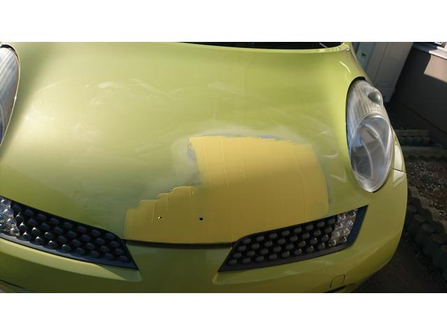 ニッサン　マーチ　ボンネットヘコミ修理