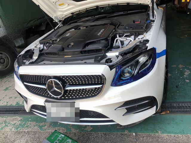 メルセデスＡＭＧ Ｅ４３(W213)パナメリカーナグリル交換・フロントリップ取り付け作業作業実施 ／車検・整備・見積もりもお任せ下さい！足立区・葛飾区・北区・荒川区・板橋区、埼玉県川口市、八潮市、他地域のお客様も大歓迎です！