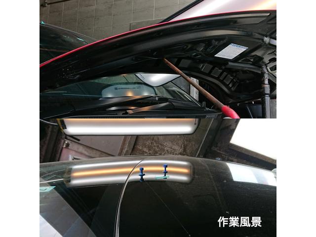トヨタ エスティマ ボンネットとルーフパネルの3箇所のえくぼ状のへこみのデントリペア