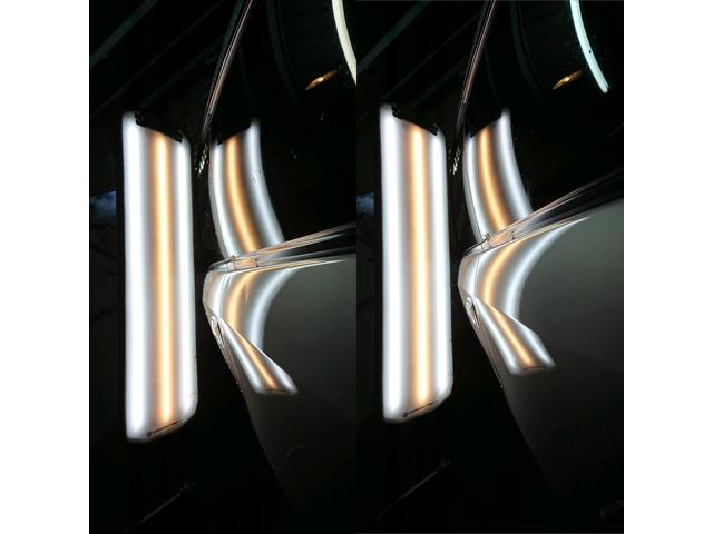 スバル レガシィーツーリングワゴンの両側クォーターパネル8箇所のへこみのデントリペア