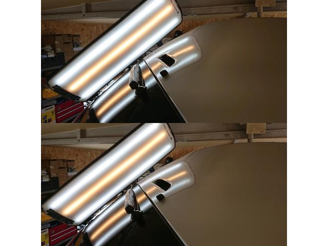 トヨタ ハイエースバンのバックドアのへこみのデントリペア