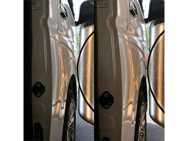 トヨタ ハイエースバンのBピラーの縦長の約20センチの凹みのデントリペア