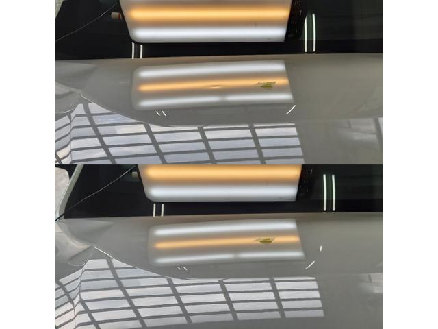 トヨタ カローラスポーツのアルミボンネットの2センチと4センチの凹み2箇所のデントリペア