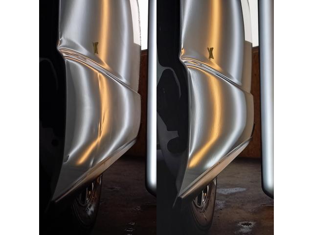 トヨタ ハイエースバンのスライドドアの大きな凹みのデントリペア