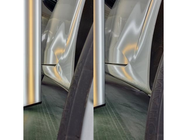 トヨタ オーリスのフロントフェンダーとロッカーパネル2箇所の凹みのデントリペア