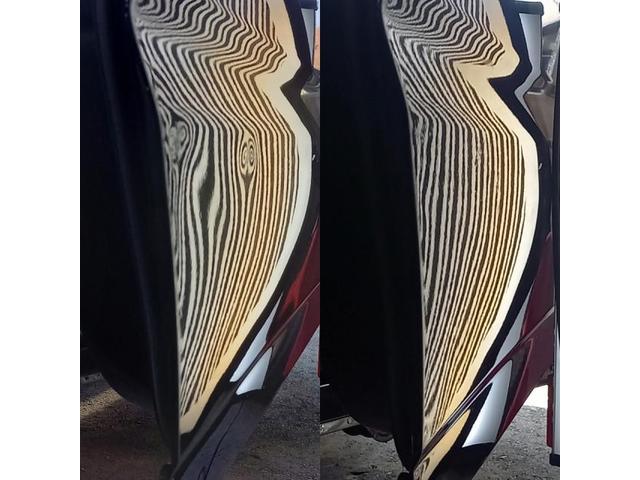 スズキ ジムニーの運転席ドアの凹みのデントリペア