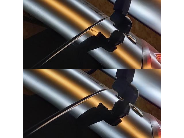 三菱 デリカD5のバックドアのへこみのデントリペア