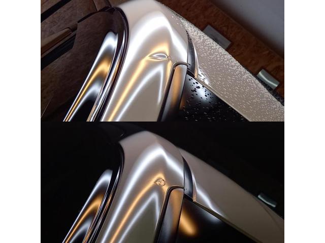 トヨタ アルファードハイブリッドのAピラーの鋭角な深いへこみのデントリペア