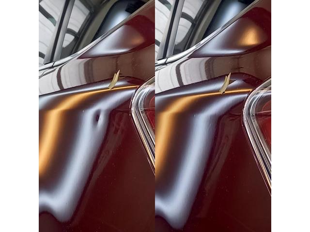 スバル フォレスターのクォーターパネル2箇所のへこみのデントリペア