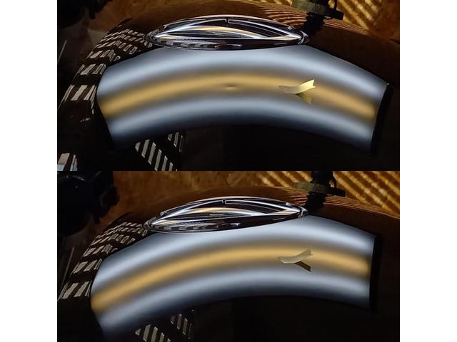 フォルクスワーゲン ビートルのボンネットにできたエクボのへこみのデントリペア