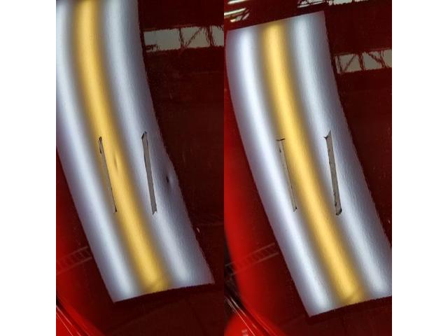 出張修理でトヨタ 86のドアパネル2箇所のへこみのデントリペア