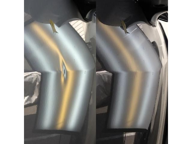 SUBARU LEVORGのフロントドアのドアパンチでできたへこみのデントリペア