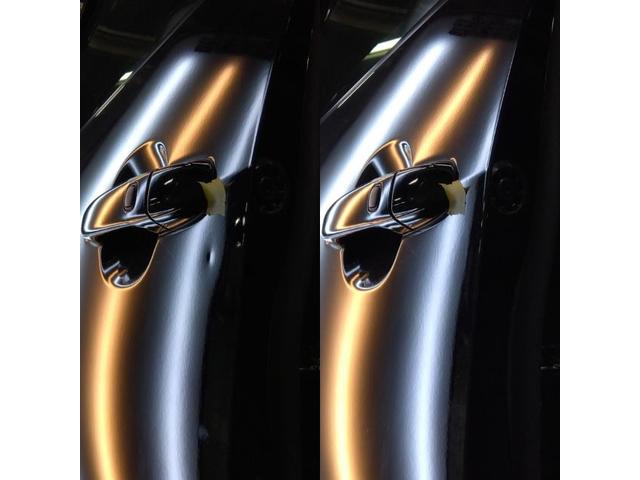 TOYOTA ESTIMAのフロントドアとクォーターパネル３箇所のへこみをデントリペア