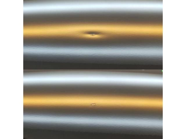 トヨタ ハイエースのバックドアと側面ボディーのへこみ2箇所のデントリペア