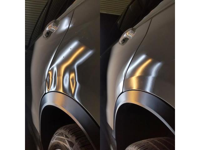 BMW X3のクォーターパネルの大きなへこみのデントリペア